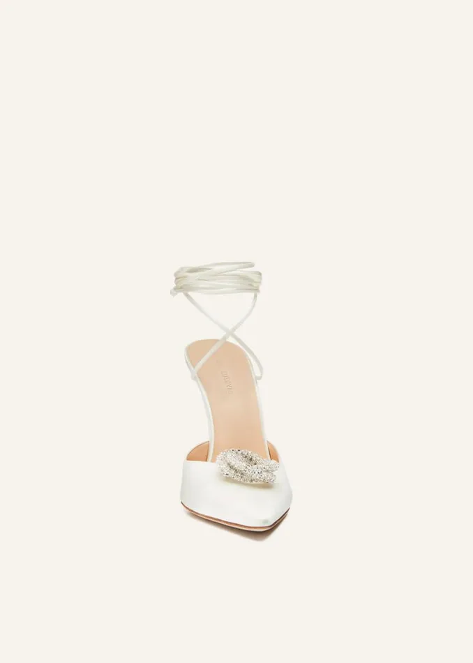 Shop Magda Butrym Shoes Pointedtoe Satin Mule Wrap Pumps In Cream Shop Magda Butrym Shoes Pointedtoe Satin Mule Wrap Pumps In Cream