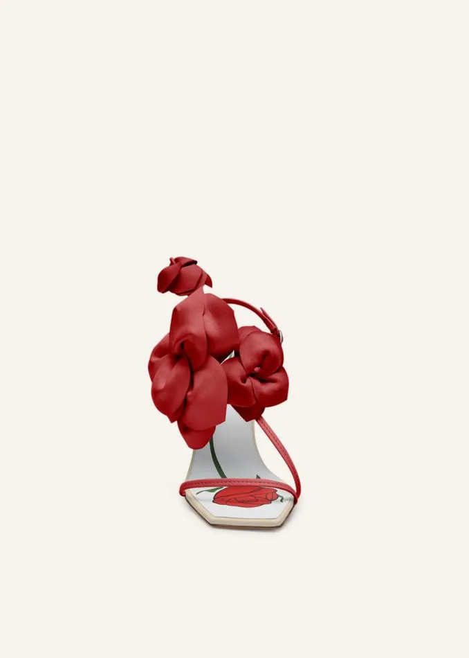 Shop Magda Butrym Shoes Rose Appliqu Leather Sandals In Cream And Red Shop Magda Butrym Shoes Rose Appliqu Leather Sandals In Cream And Red