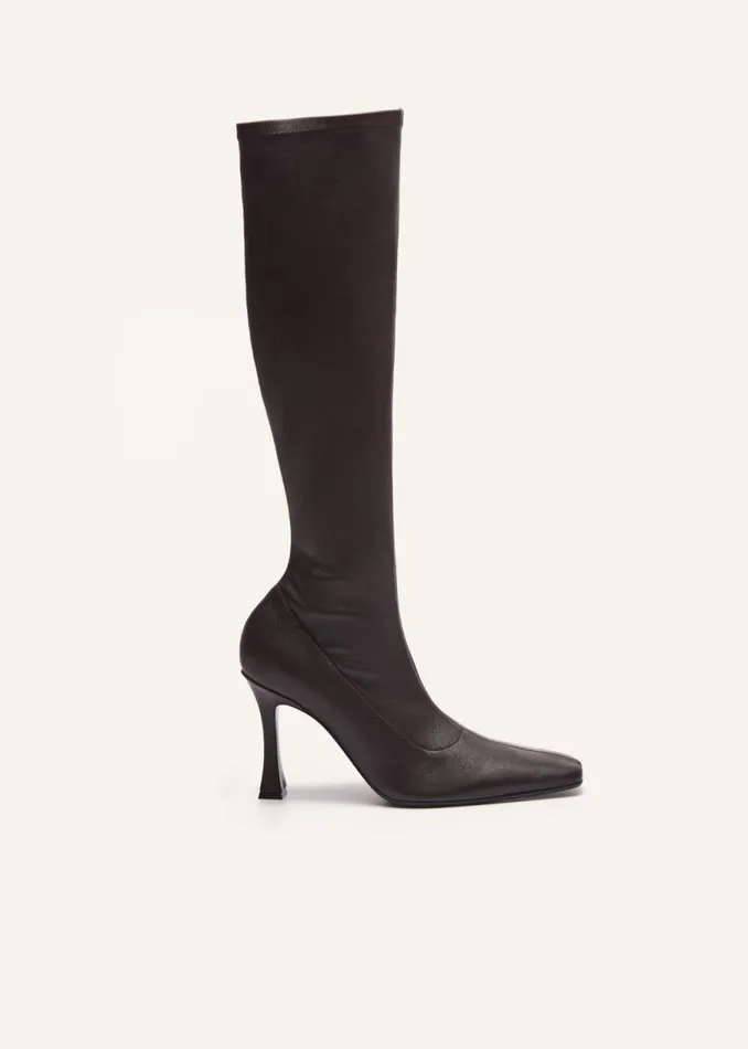 Shop Magda Butrym Shoes Tall Leather Sock Boots In Brown Leather