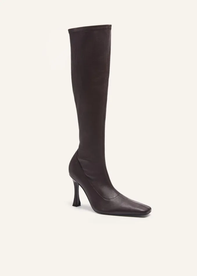Shop Magda Butrym Shoes Tall Leather Sock Boots In Brown Leather Shop Magda Butrym Shoes Tall Leather Sock Boots In Brown Leather