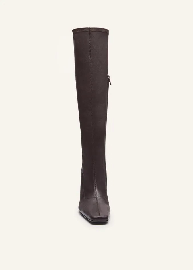 Shop Magda Butrym Shoes Tall Leather Sock Boots In Brown Leather Shop Magda Butrym Shoes Tall Leather Sock Boots In Brown Leather