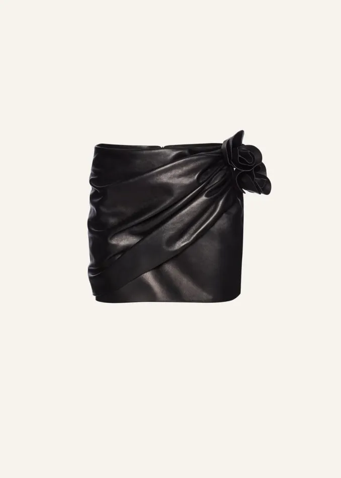 Shop Magda Butrym Skirts Draped Leather Mini Skirt In Black