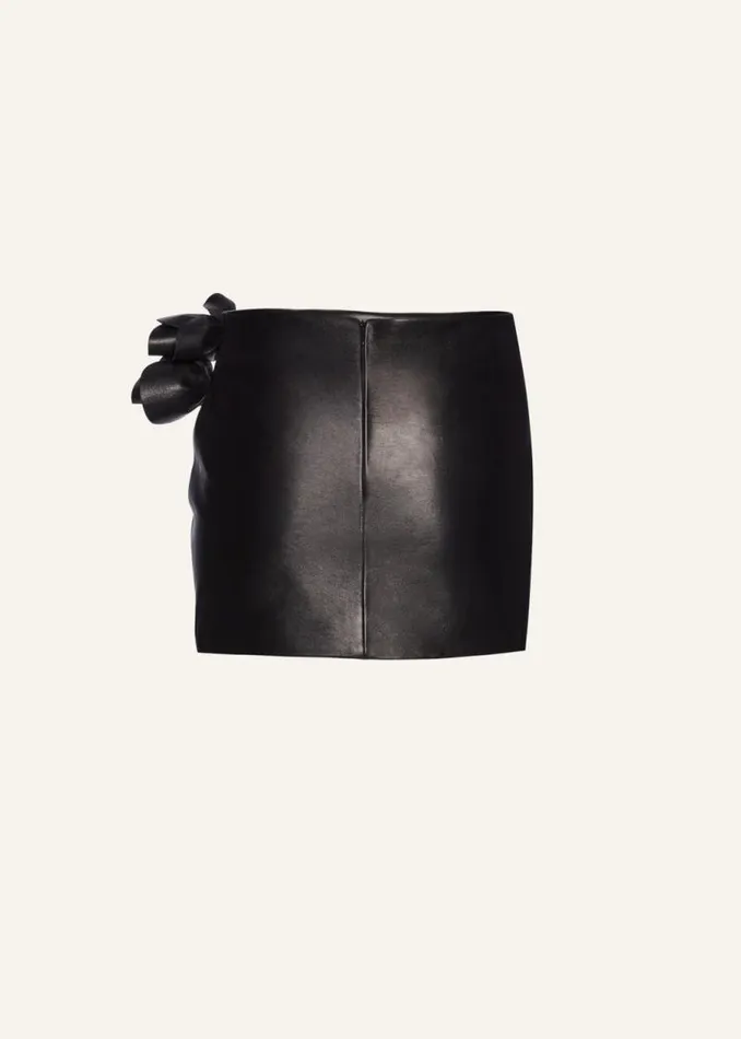 Shop Magda Butrym Skirts Draped Leather Mini Skirt In Black Shop Magda Butrym Skirts Draped Leather Mini Skirt In Black