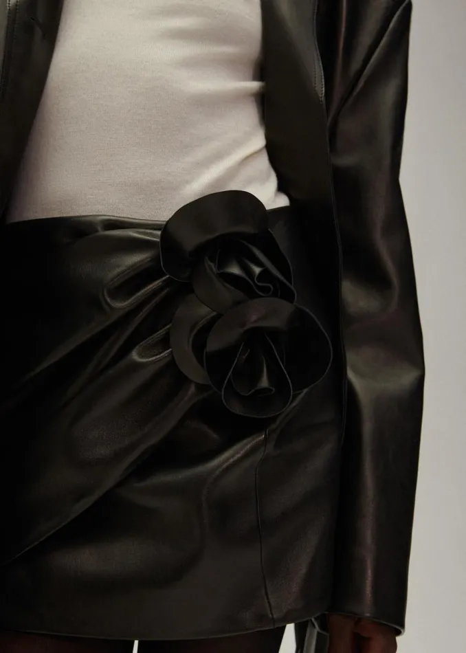 Shop Magda Butrym Skirts Draped Leather Mini Skirt In Black Shop Magda Butrym Skirts Draped Leather Mini Skirt In Black