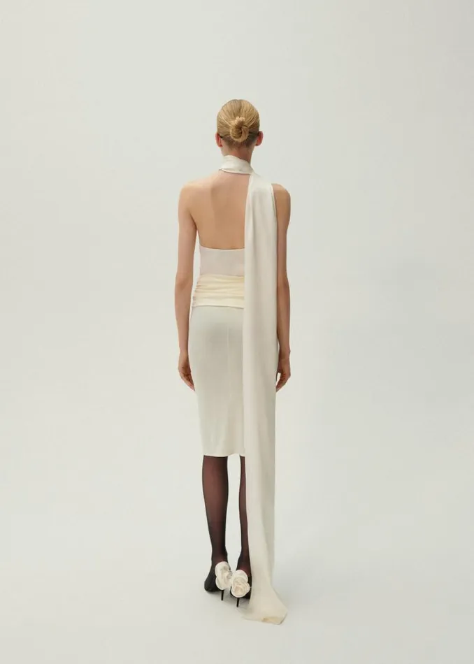 Shop Magda Butrym Skirts Waist Wrap Midi Skirt In Cream Shop Magda Butrym Skirts Waist Wrap Midi Skirt In Cream