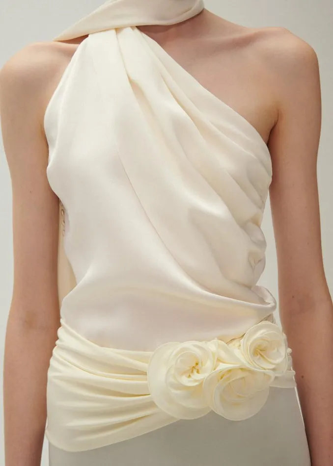 Shop Magda Butrym Skirts Waist Wrap Midi Skirt In Cream Shop Magda Butrym Skirts Waist Wrap Midi Skirt In Cream