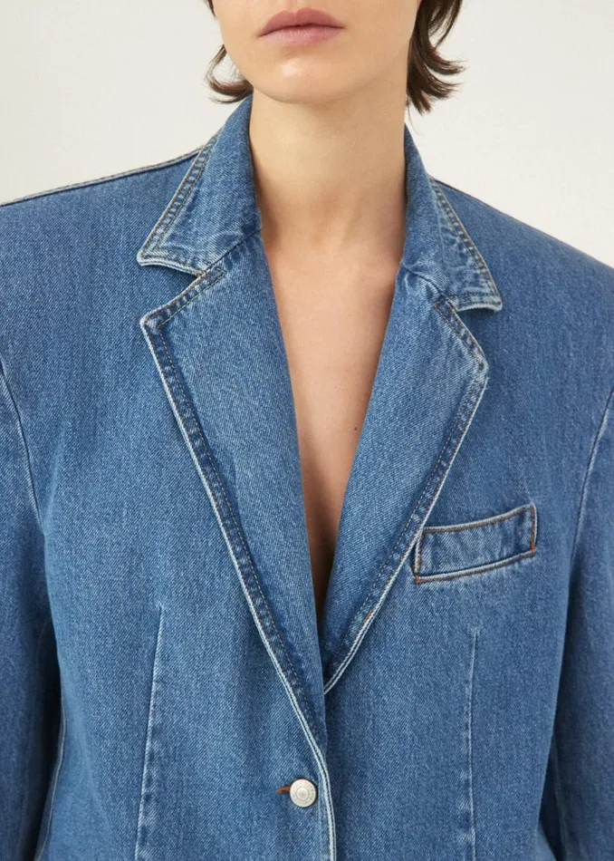 Shop Magda Butrym Tailoring And Suits Classic Oversized Denim Blazer Shop Magda Butrym Tailoring And Suits Classic Oversized Denim Blazer