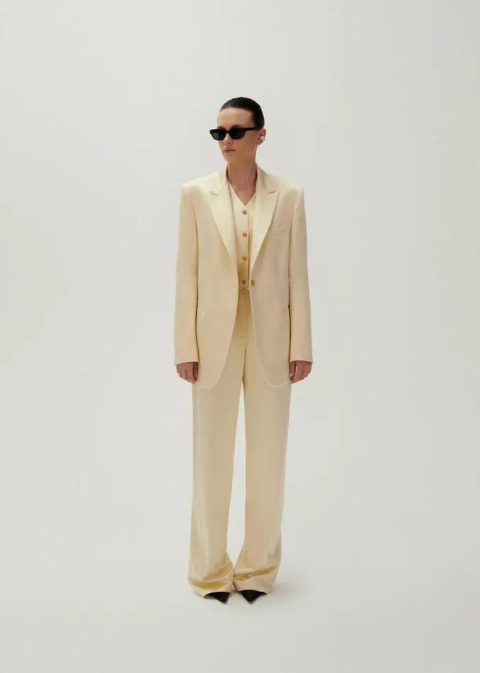 Shop Magda Butrym Tailoring And Suits Oversized Single Button Satin Blazer In Yellow Shop Magda Butrym Tailoring And Suits Oversized Single Button Satin Blazer In Yellow