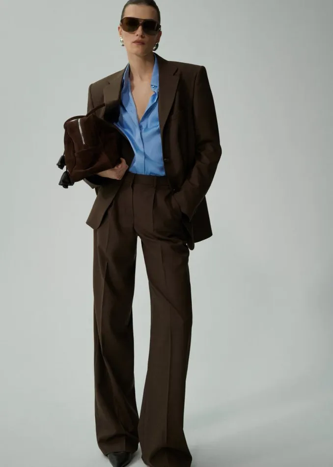 Shop Magda Butrym Tailoring And Suits Wide Leg Tailored Wool Pants In Brown Shop Magda Butrym Tailoring And Suits Wide Leg Tailored Wool Pants In Brown