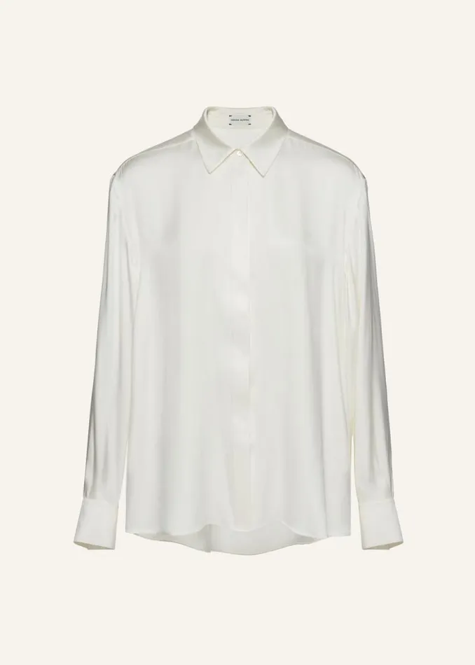 Shop Magda Butrym Tops Classic Silk Shirt In Cream