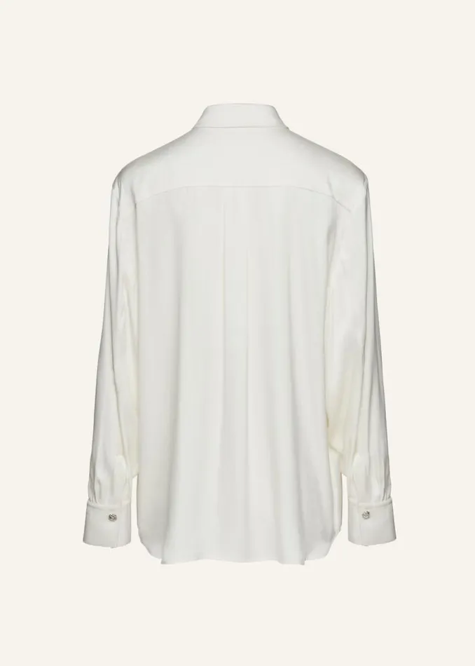 Shop Magda Butrym Tops Classic Silk Shirt In Cream Shop Magda Butrym Tops Classic Silk Shirt In Cream