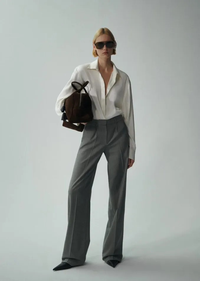 Shop Magda Butrym Tops Classic Silk Shirt In Cream Shop Magda Butrym Tops Classic Silk Shirt In Cream