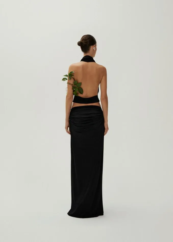 Shop Magda Butrym Tops Cowl Neck Jersey Halter Top In Black Shop Magda Butrym Tops Cowl Neck Jersey Halter Top In Black