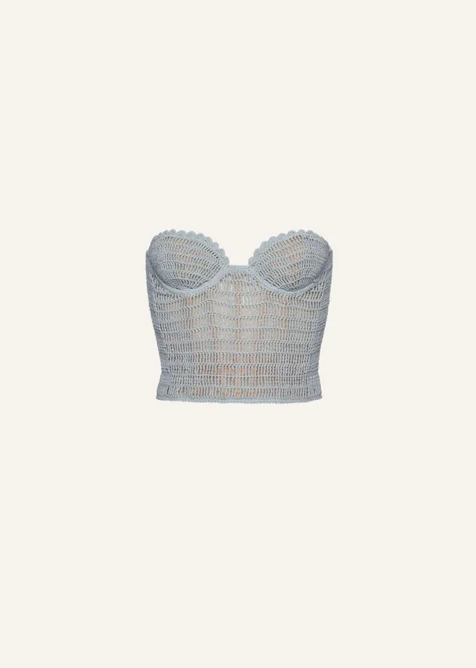 Shop Magda Butrym Tops Crochet Bustier Top In Light Blue