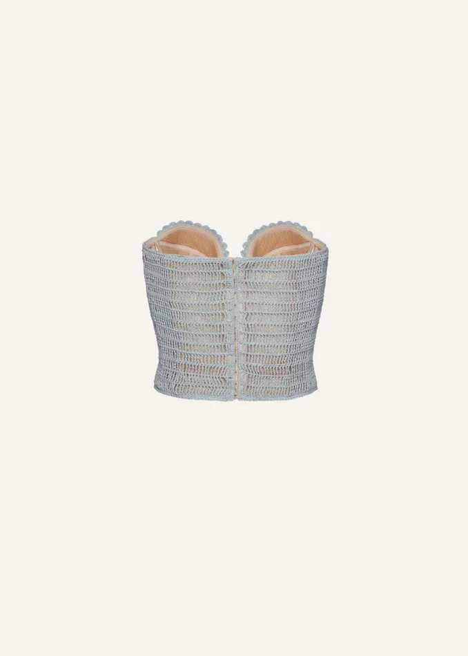 Shop Magda Butrym Tops Crochet Bustier Top In Light Blue Shop Magda Butrym Tops Crochet Bustier Top In Light Blue