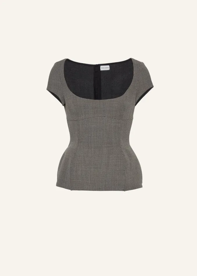 Shop Magda Butrym Tops Scoop Neck Twill Top In Grey