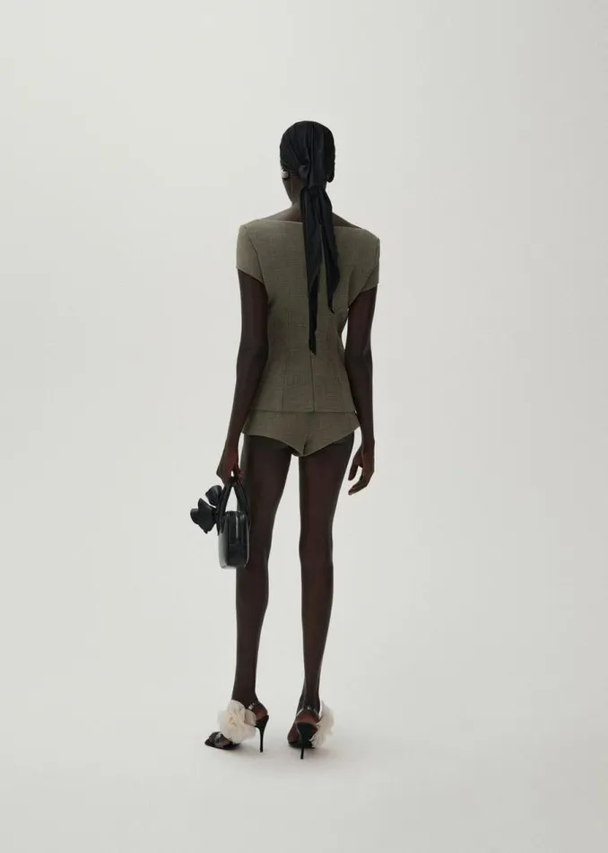 Shop Magda Butrym Tops Scoop Neck Twill Top In Grey Shop Magda Butrym Tops Scoop Neck Twill Top In Grey