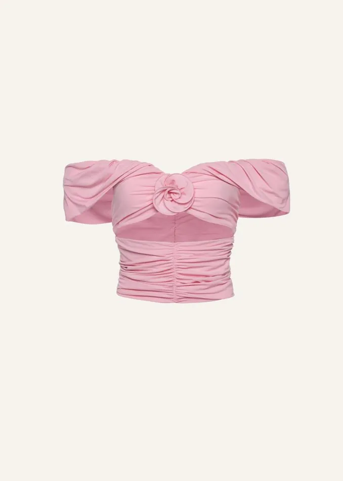 Shop Magda Butrym Tops Wrap Cutout Tshirt In Pink