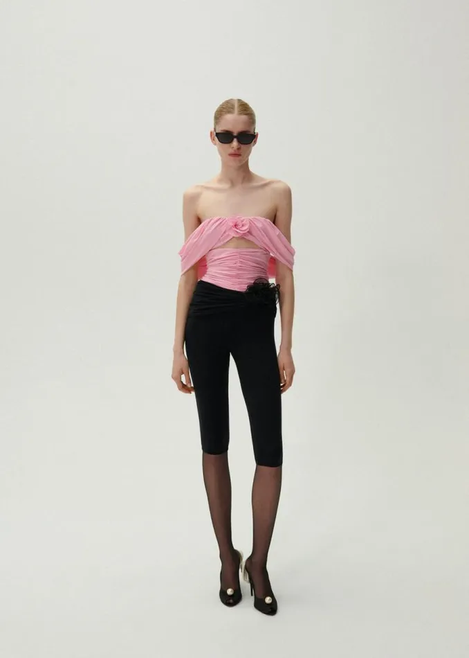 Shop Magda Butrym Tops Wrap Cutout Tshirt In Pink Shop Magda Butrym Tops Wrap Cutout Tshirt In Pink