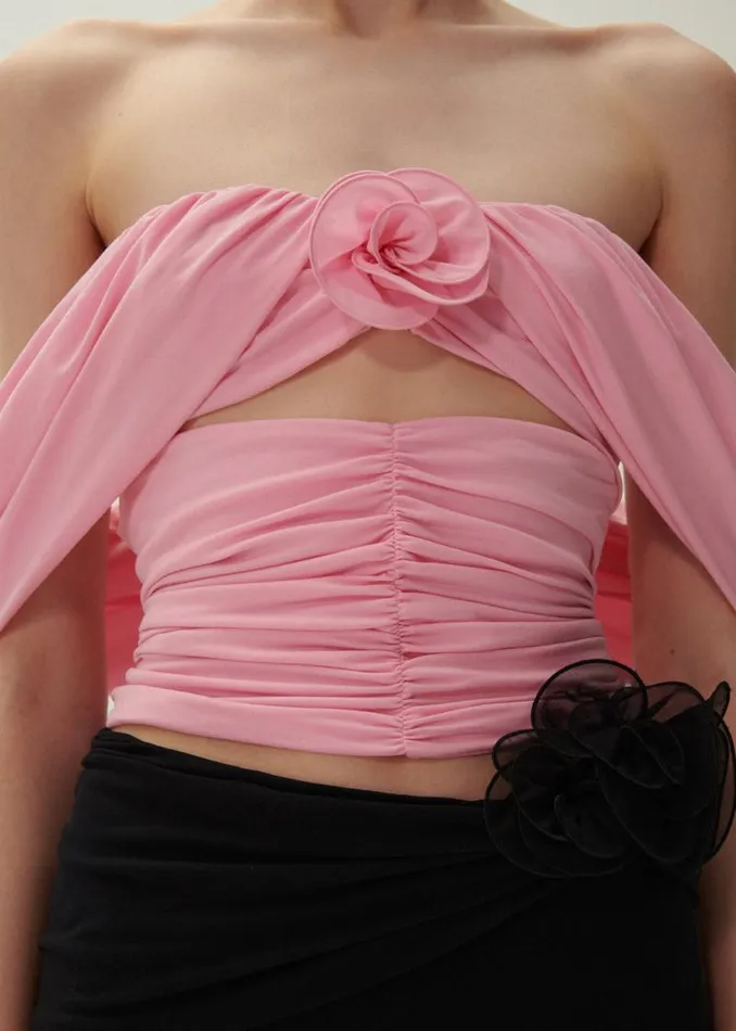 Shop Magda Butrym Tops Wrap Cutout Tshirt In Pink Shop Magda Butrym Tops Wrap Cutout Tshirt In Pink