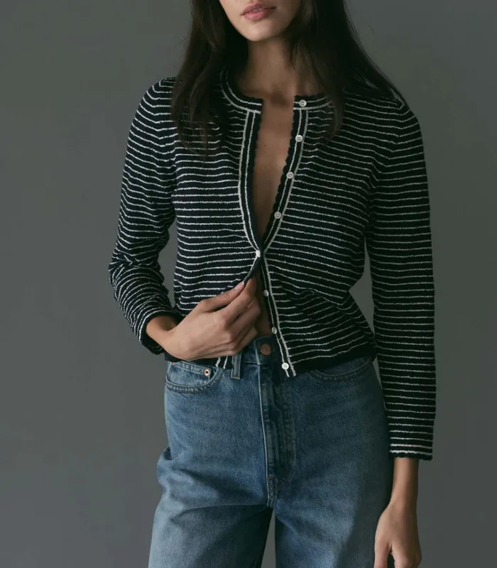 Shop MAYLIE CARDIGAN Riviere Stripe DEN Knitwear