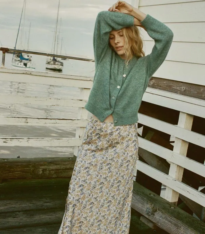 Shop PETRA CARDIGAN Bleu Menthe DEN Knitwear