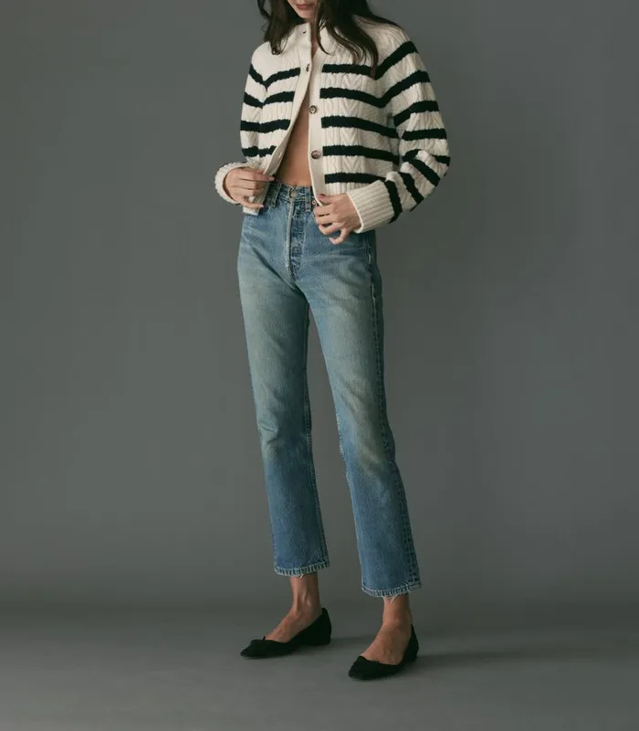 Shop RITA CARDIGAN Calais Stripe DEN Knitwear