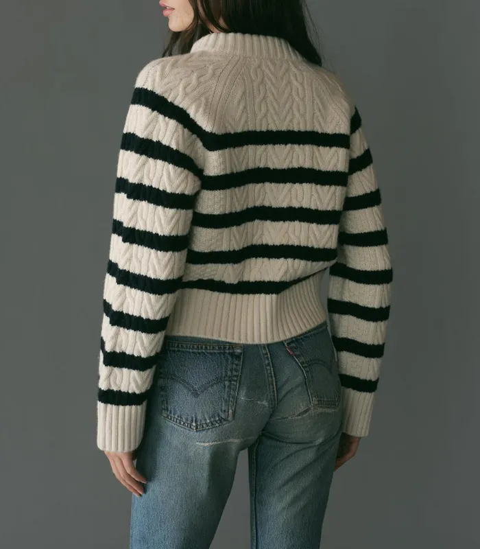Shop RITA CARDIGAN Calais Stripe DEN Knitwear