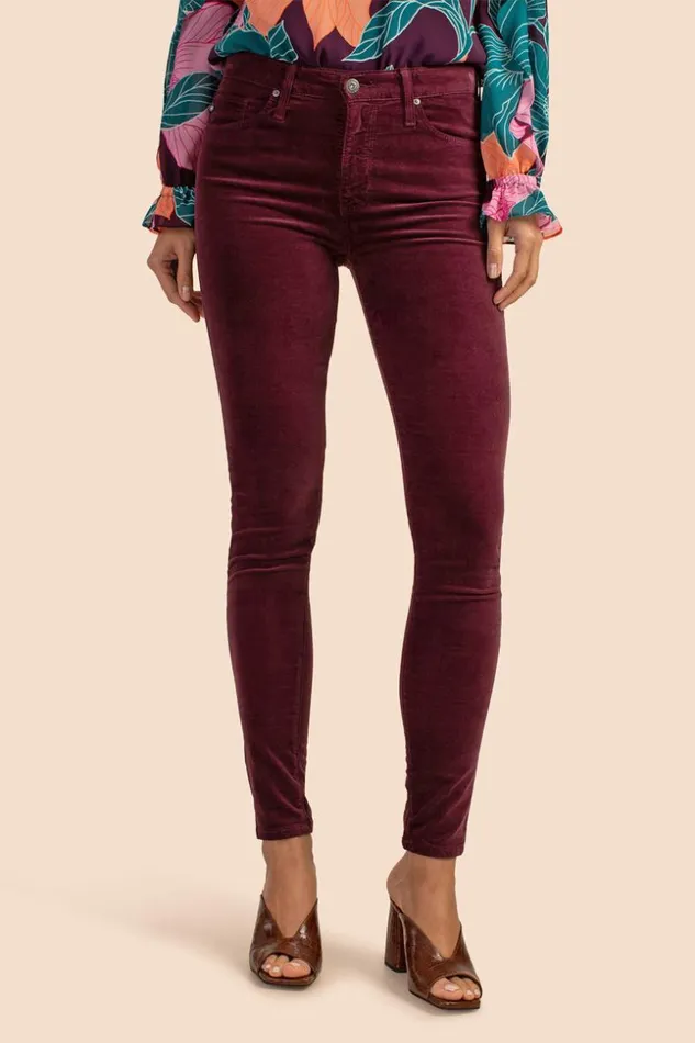 SHOP Trina Turk ALL BOTTOMS AG MAROON VELVET FARRAH SKINNY PANT