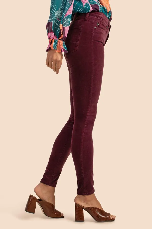 SHOP Trina Turk ALL BOTTOMS AG MAROON VELVET FARRAH SKINNY PANT