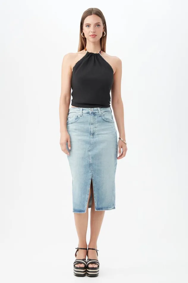 SHOP Trina Turk ALL BOTTOMS AG WOMEN039S LIGHT BLUE ALICIA MIDI SKIRT