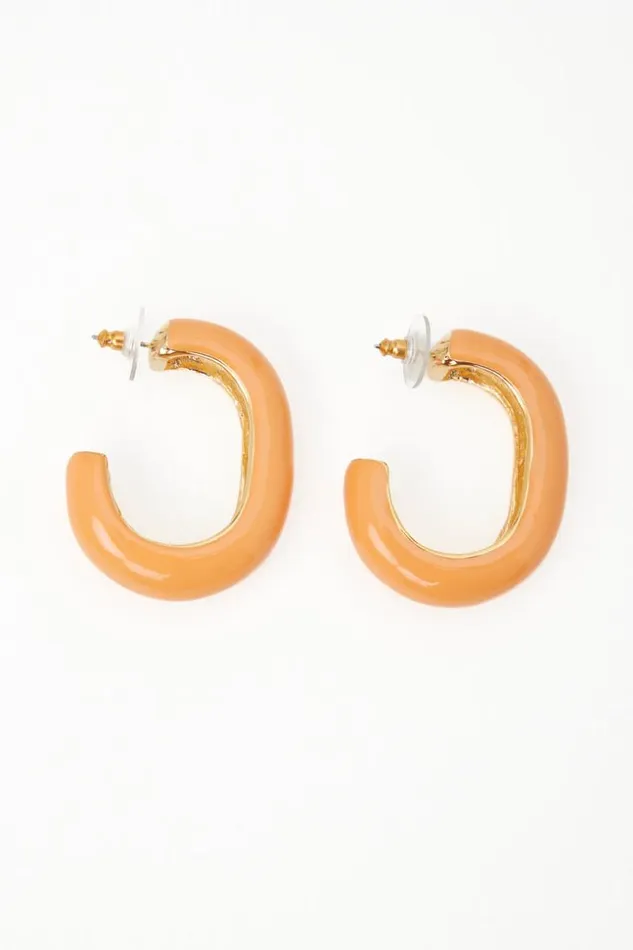SHOP Trina Turk JEWELRY KJL CORAL ENAMEL C HOOP EARRING