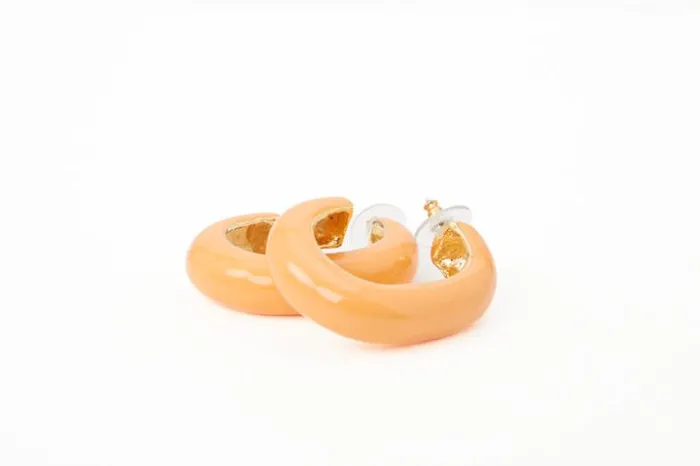 SHOP Trina Turk JEWELRY KJL CORAL ENAMEL C HOOP EARRING