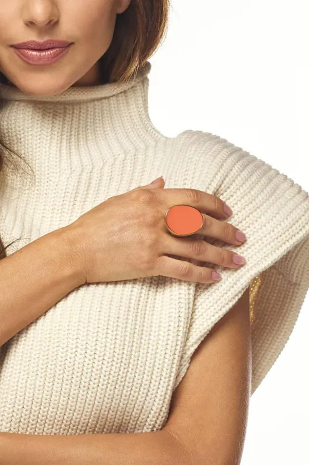SHOP Trina Turk JEWELRY KJL FLAT CORAL ENAMEL KIDNEY RING