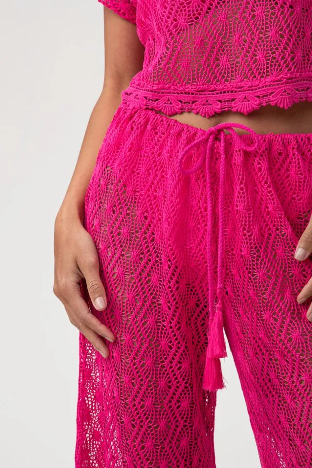 SHOP Trina Turk MATCHING SWIM SETS WOMEN039S WHIM SHEER CROCHET SWIM COVERUP CROPPED PANT