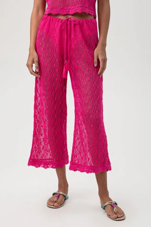 SHOP Trina Turk MATCHING SWIM SETS WOMEN039S WHIM SHEER CROCHET SWIM COVERUP CROPPED PANT