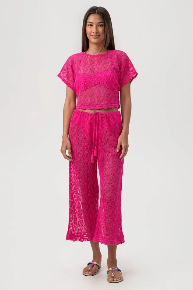 SHOP Trina Turk MATCHING SWIM SETS WOMEN039S WHIM SHEER CROCHET SWIM COVERUP CROPPED PANT