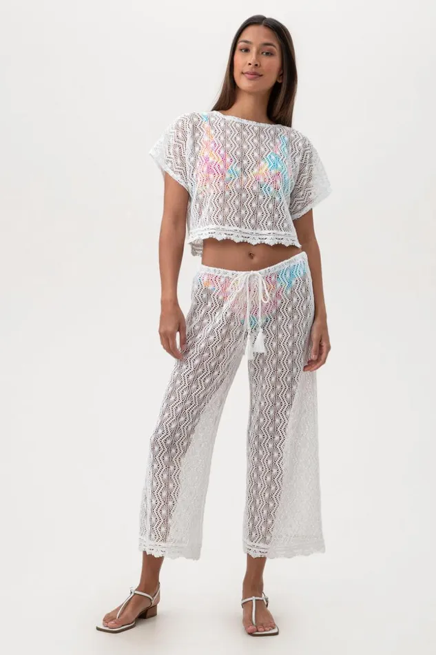 SHOP Trina Turk MATCHING SWIM SETS WOMEN039S WHIM SHEER CROCHET SWIM COVERUP CROPPED PANT