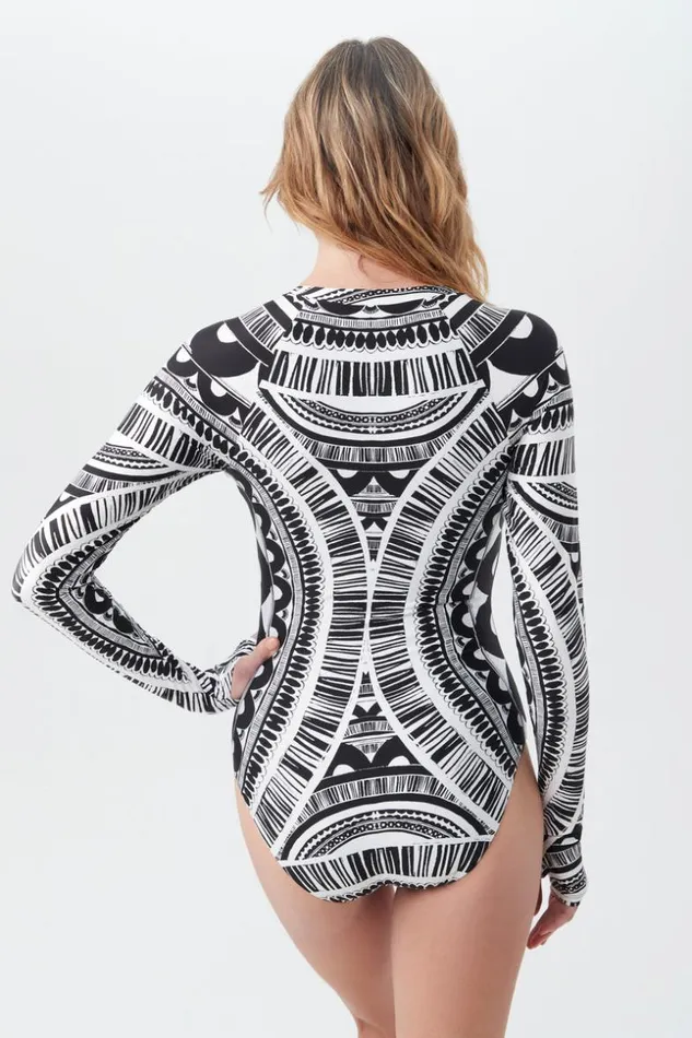 SHOP Trina Turk ONE PIECE SWIMWEAR WOMEN039S HULA LONG SLEEVE ZIP UP ONE PIECE PADDLE SUIT