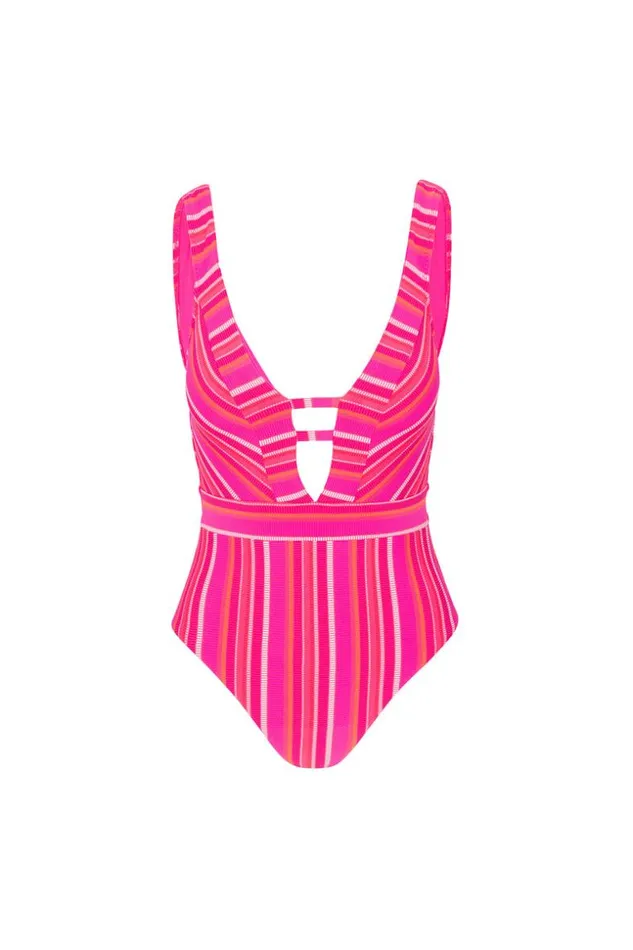 SHOP Trina Turk ONE PIECE SWIMWEAR WOMEN039S MARAI HALTER PLUNGE ONE PIECE SWIMSUIT