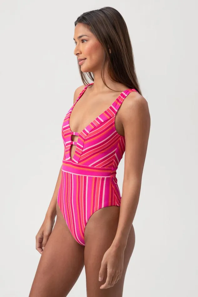 SHOP Trina Turk ONE PIECE SWIMWEAR WOMEN039S MARAI HALTER PLUNGE ONE PIECE SWIMSUIT