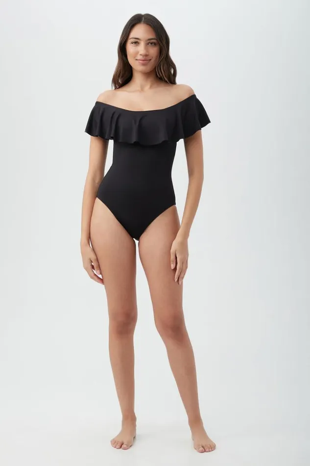 SHOP Trina Turk ONE PIECE SWIMWEAR WOMEN039S MONACO OFF THE SHOULDER RUFFLE ONE PIECE SWIMSUIT