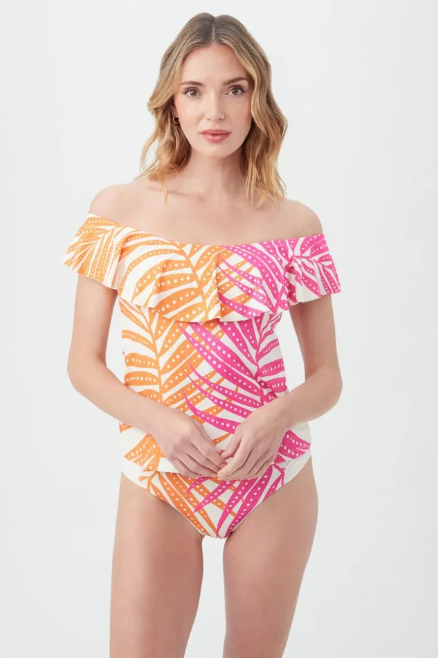 SHOP Trina Turk SWIM TOPS WOMEN039S SHEER TROPICS OFF THE SHOULDER TANKINI SWIM TOP