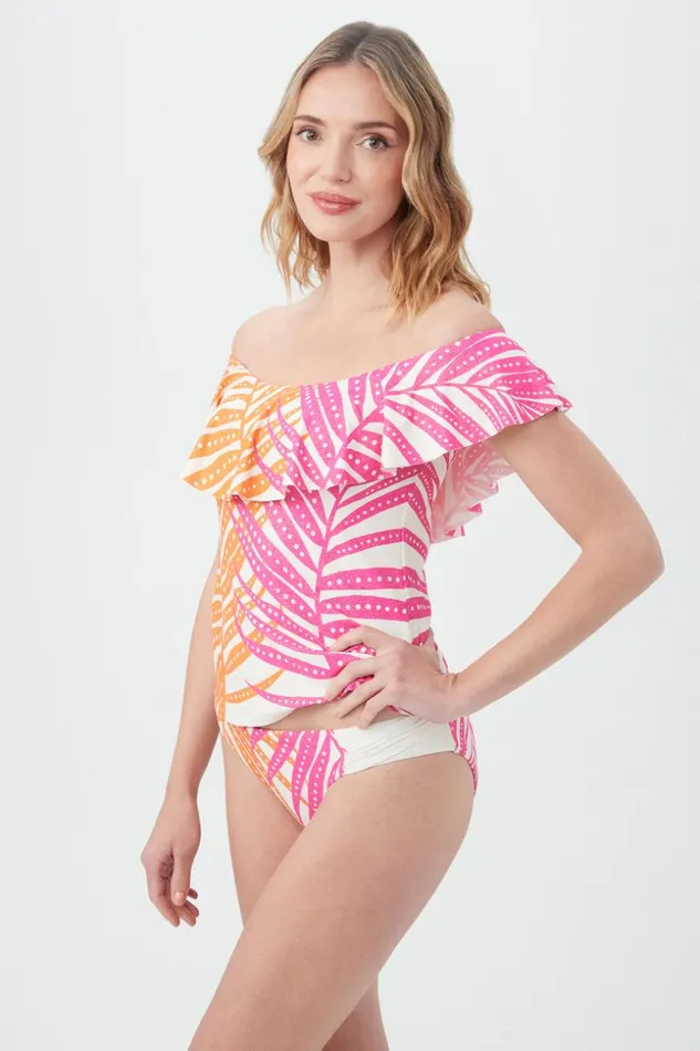 SHOP Trina Turk SWIM TOPS WOMEN039S SHEER TROPICS OFF THE SHOULDER TANKINI SWIM TOP