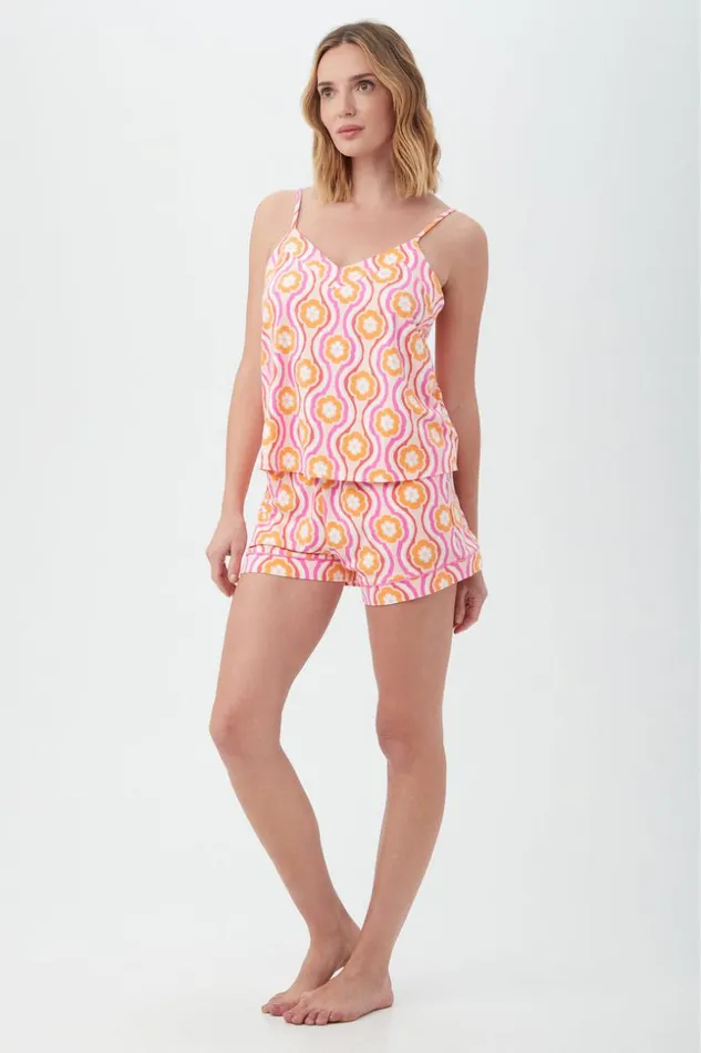 SHOP Trina Turk WOMEN039S SLEEPWEAR FLOWER SWIRL WOMEN039S CAMI TANK SHORTY JERSEY PJ SET