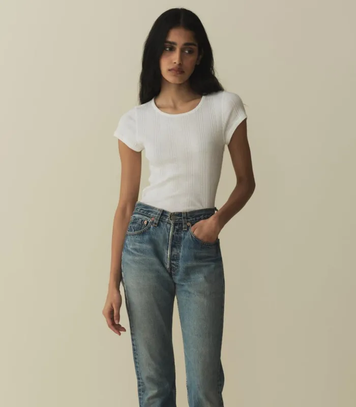 Shop VIVI CASHMERE BLEND TEE Salt DEN Tees