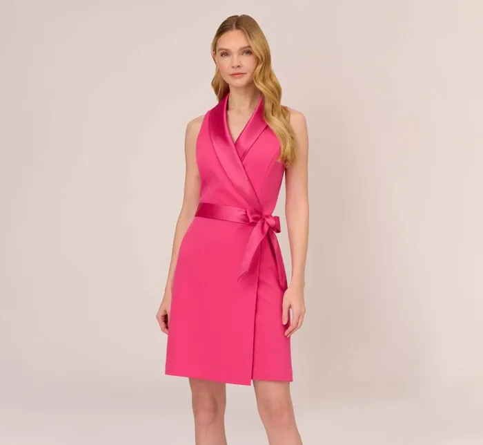 Short Dresses Womens Adrianna Papell Crepe Tuxedo Short Faux Wrap Dress In Cabaret Pink Short Dresses Womens Adrianna Papell Crepe Tuxedo Short Faux Wrap Dress In Cabaret Pink
