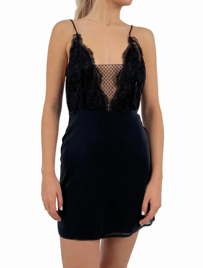 Short Silk Slip With Leavers Lace Sleepwear La Perla Slips and Dresses
