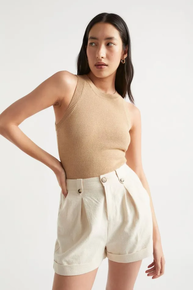 Shorts Woman Seed Heritage Button Pleat Front Short Magnolia