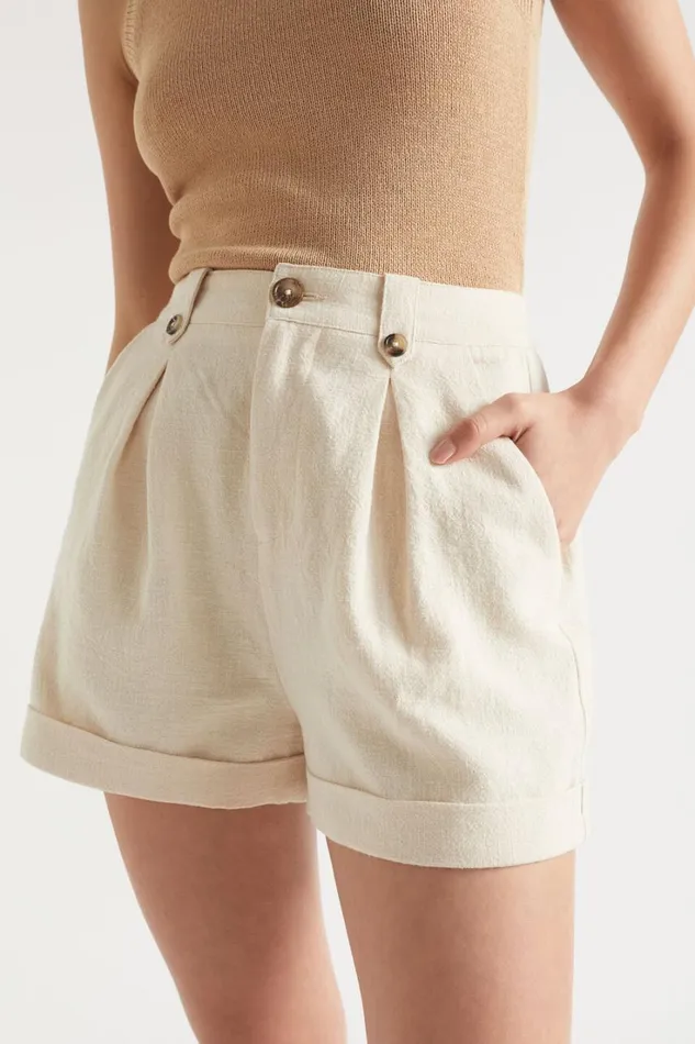 Shorts Woman Seed Heritage Button Pleat Front Short Magnolia
